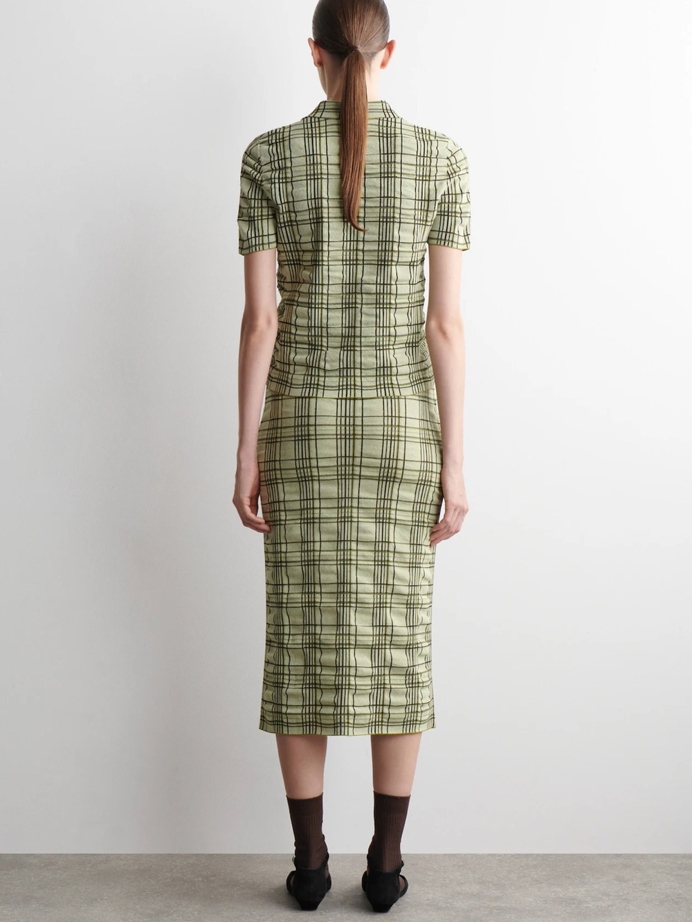 NWT (size small) COS CHECKED COTTON-JACQUARD MIDI SKIRT - Picture 3 of 10